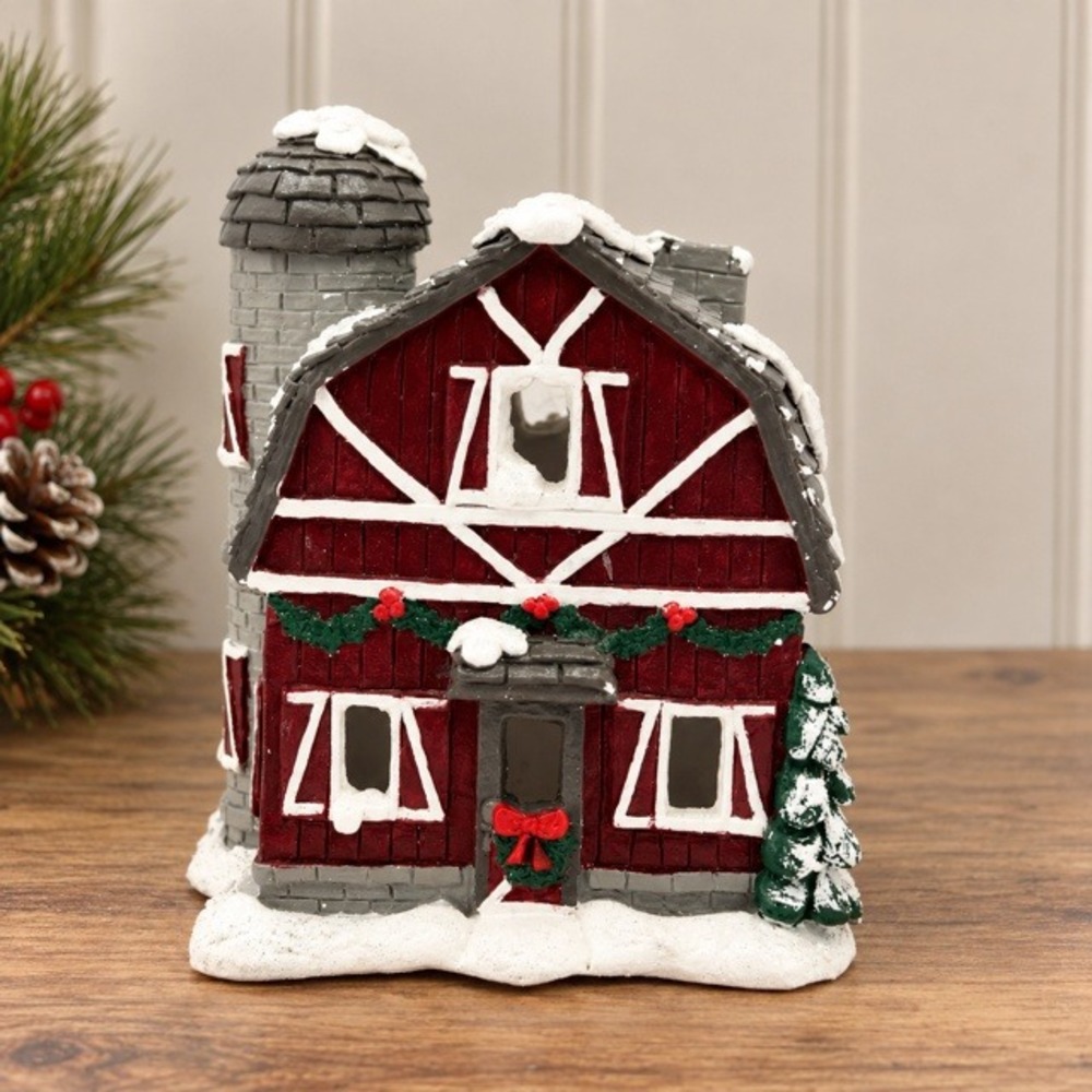 Vintage California Creations Country Barn Christmas Village Gray Brick Silo
